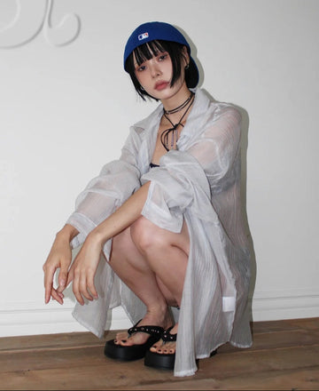 MYSTIC STRIPE SHEER SHIRT